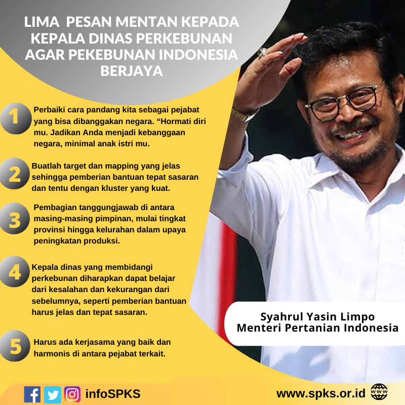 Lima Pesan Mentan Kepada Kepala Dinas Perkebunan Agar Pekebunan Berjaya
